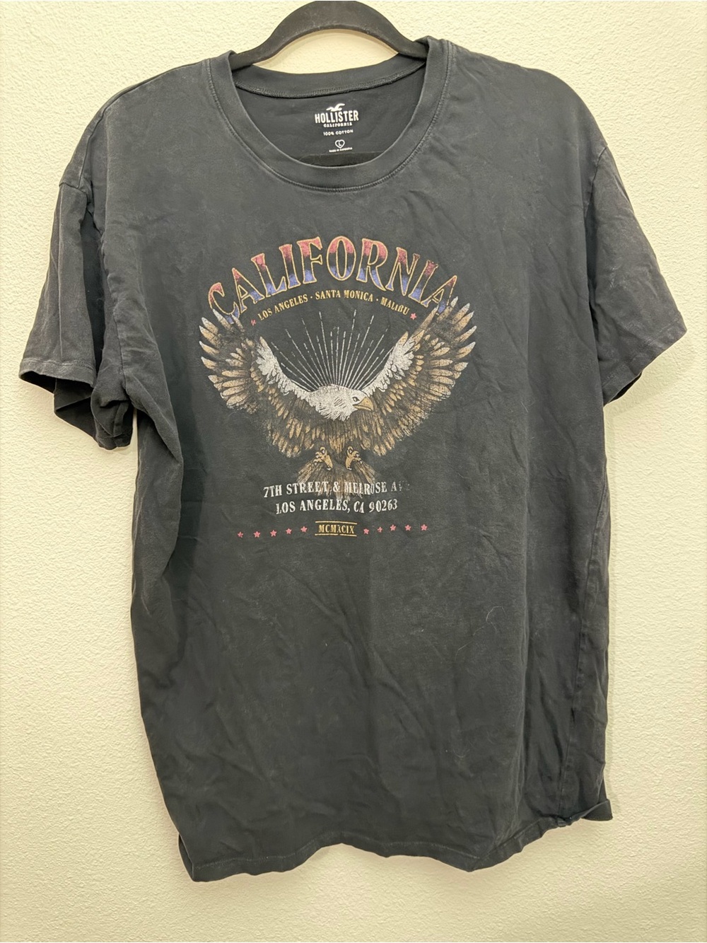 Hollister Black California Eagle Graphic Tee